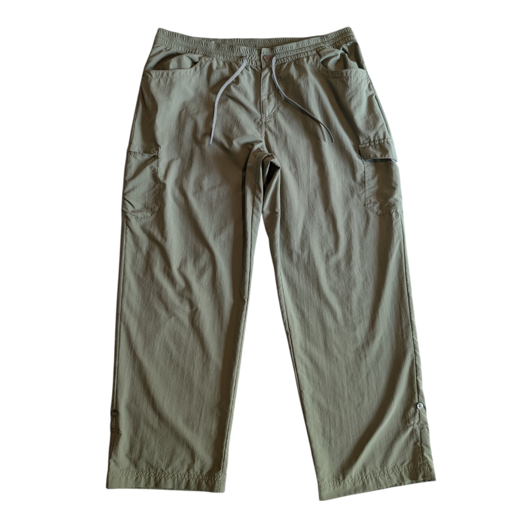 Columbia Women’s Cropped Hiking Pants | Size Xl | Olive Green Nylon Roll-Tab Leg